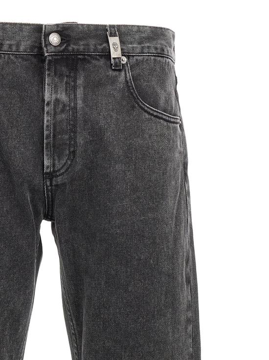  알렉산더 맥퀸 데님 팬츠 로고 태그 스트레이트 레그 진 블랙 - ALEXANDER MCQUEEN