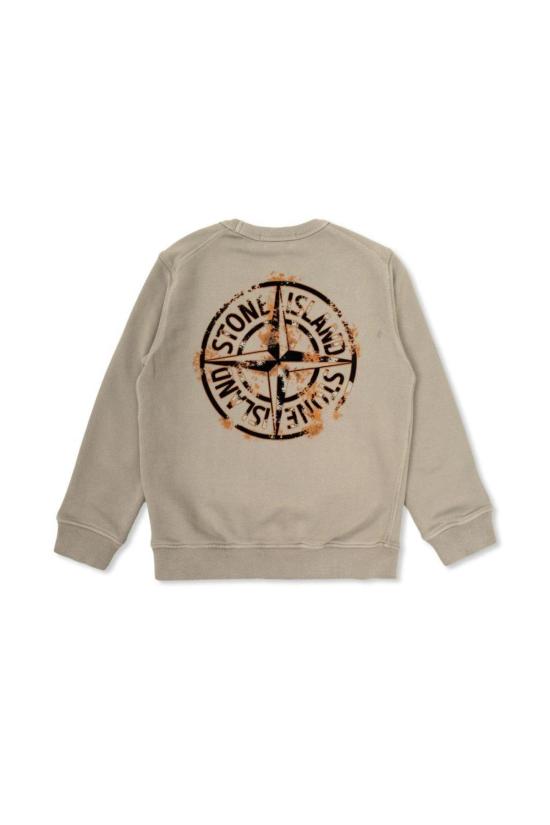  [키즈] 스톤 아일랜드 풀오버 로고 프린트 키즈 저지 스웨트셔츠 더스트 - STONE ISLAND