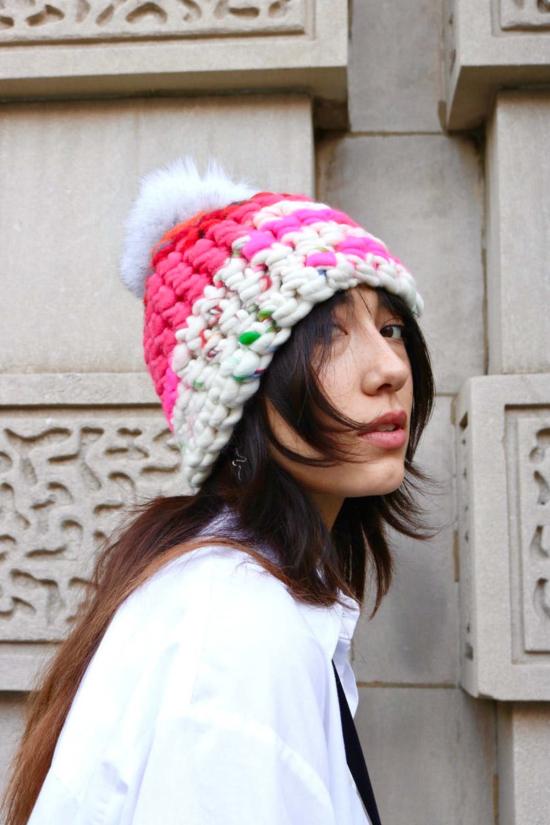  미샤램퍼트 모자 미샤 램퍼트 스타버스트 스크램블 비니 + 화이트 XL 폼폼 - MISCHA LAMPERT