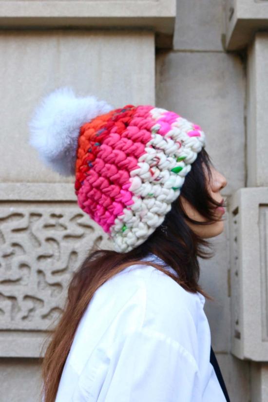  미샤램퍼트 모자 미샤 램퍼트 스타버스트 스크램블 비니 + 화이트 XL 폼폼 - MISCHA LAMPERT