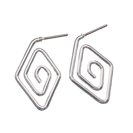  슬로우 댄스 이어링 실버 다이아몬드 스파이럴 후프 귀걸이