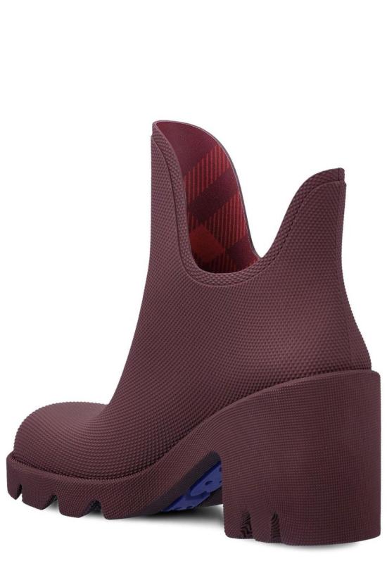  버버리 부츠 라운드 토 슬립온 힐  블랙 - BURBERRY