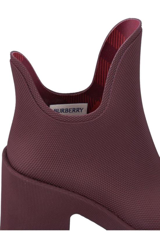  버버리 부츠 라운드 토 슬립온 힐  블랙 - BURBERRY