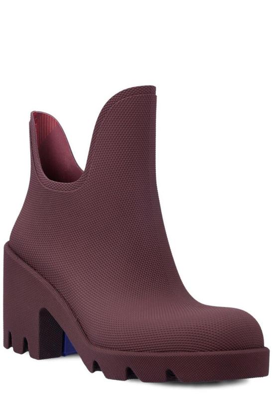  버버리 부츠 라운드 토 슬립온 힐  블랙 - BURBERRY