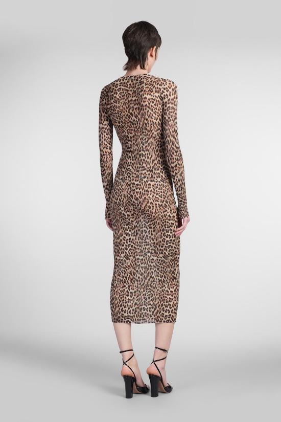  블루마린 롱 원피스 애니멀리어 코튼 드레스 애니멀리어 - BLUMARINE