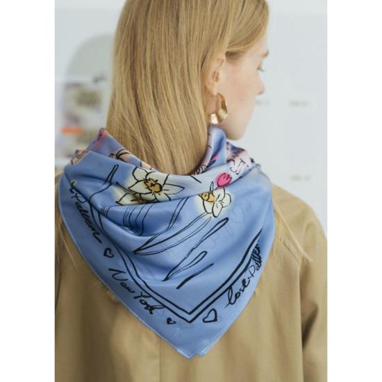  로스트 패턴 머플러/스카프 뉴욕 인 스케치 실크 스카프 - LOST PATTERN