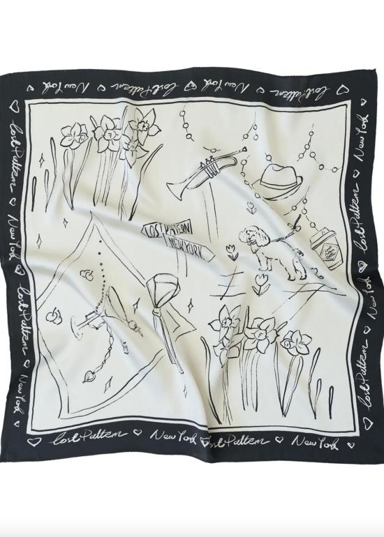 로스트 패턴 머플러/스카프 뉴욕 인 스케치 실크 스카프 - LOST PATTERN