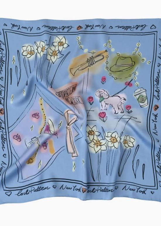  로스트 패턴 머플러/스카프 뉴욕 인 스케치 실크 스카프 - LOST PATTERN