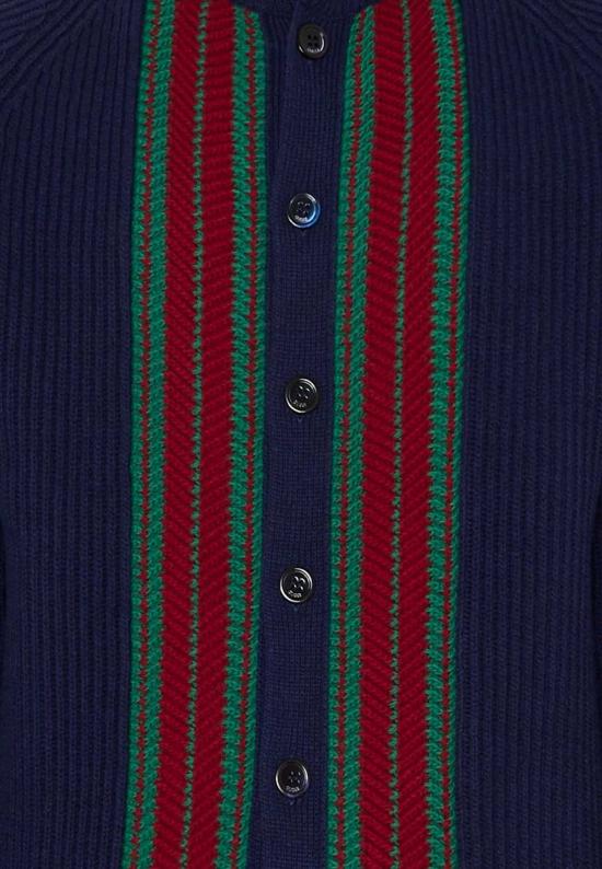  [키즈] 구찌 풀오버 아동용 웹 디테일 블루 가디건 - GUCCI