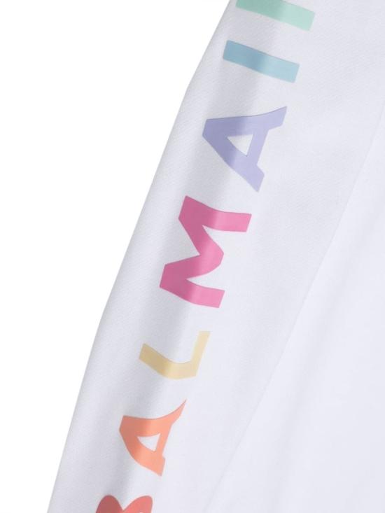  [키즈] 발망 풀오버 키즈 크루넥 스웨트셔츠 (소매에 로고 있음, 흰색) - BALMAIN