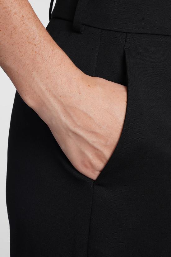  랑방 스트레이트 팬츠 하이웨이스트 울 팬츠 블랙 - LANVIN