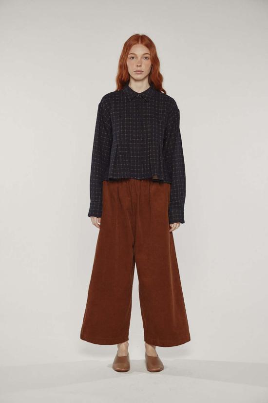  아멘테 블라우스 코튼 플리츠  블랙 - AMENTE