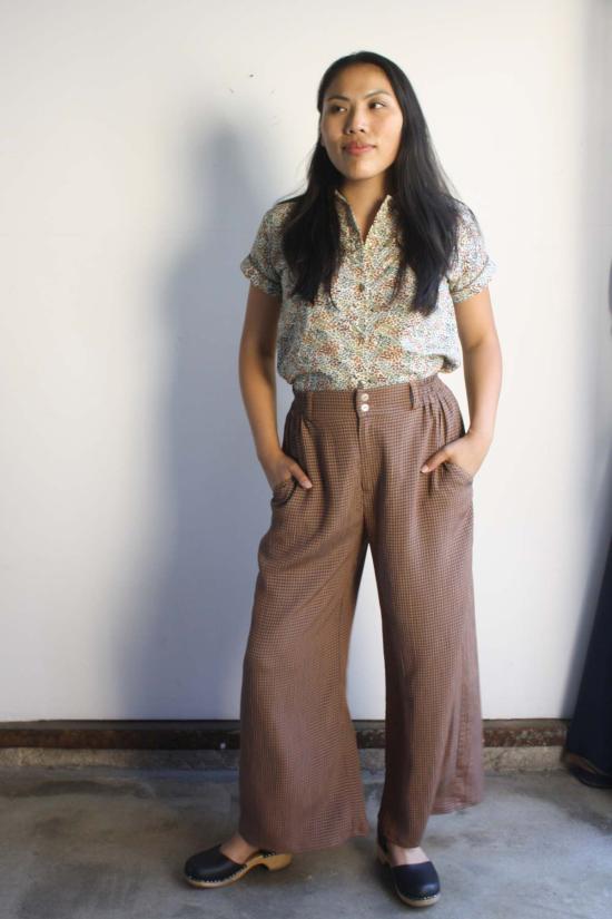  머틀 스트레이트 팬츠 키튼 코퍼 체크 바지 - MYRTLE