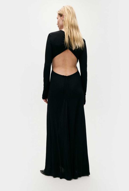  실크 런드리 롱 원피스 저지 모달 컷어웨이 드레스 블랙 - SILK LAUNDRY