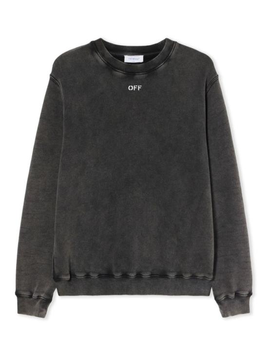  오프화이트 긴팔 티셔츠 체크 플랜 애로우 로고 스웨트셔츠 그레이