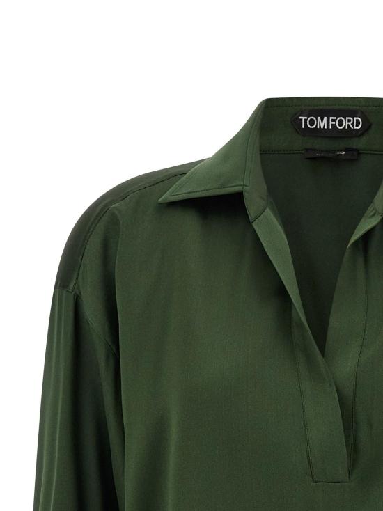  톰포드 반팔 티셔츠 톰 포드 실크 폴로 셔츠 그린 - TOMFORD