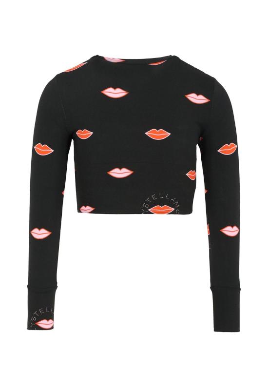  [키즈] 스텔라 맥카트니 탑 스텔라 매카트니 입 모양 프린트 아동용 티셔츠 블랙 - STELLA MCCARTNEY