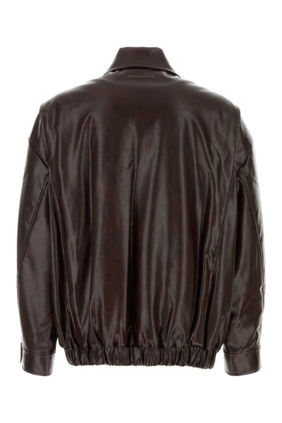  MM6 메종마르지엘라 가죽 자켓 Mm6 메종 마르지엘라 합성 가죽 재킷 버건디 - MM6 MAISON MARGIELA