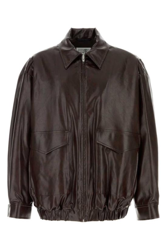  MM6 메종마르지엘라 가죽 자켓 Mm6 메종 마르지엘라 합성 가죽 재킷 버건디