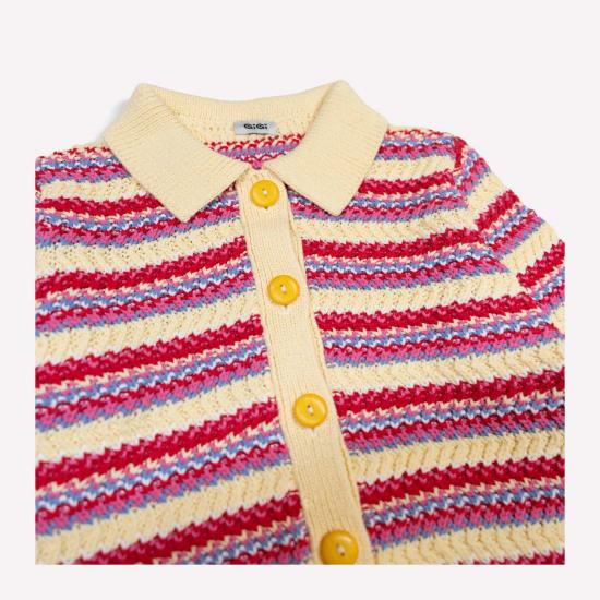  [키즈] gigiknitwear.com 풀오버 키즈 지지 니트웨어 스트라이프 폴로 가디건 - OTHER BRANDS