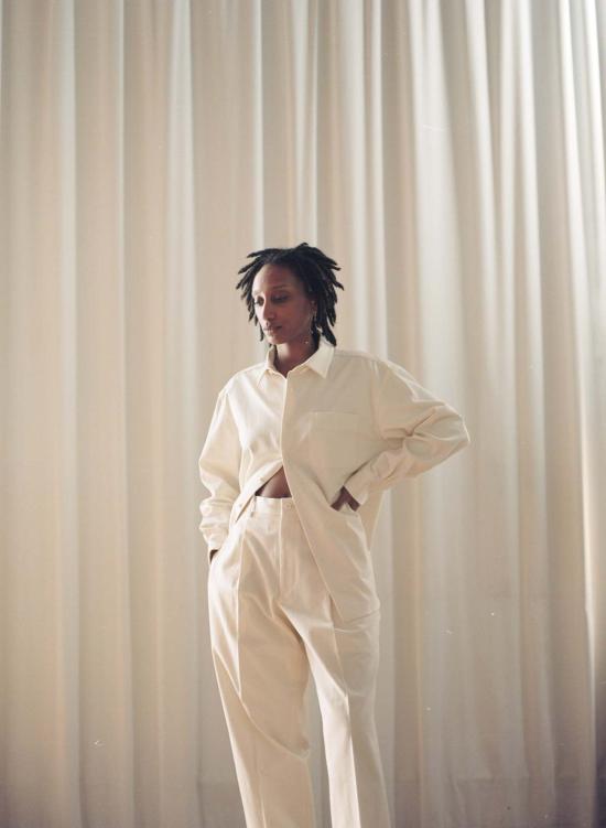  요코 사카모토 스트레이트 팬츠 사카모토 요코 더블 플리츠 팬츠 - YOKO SAKAMOTO