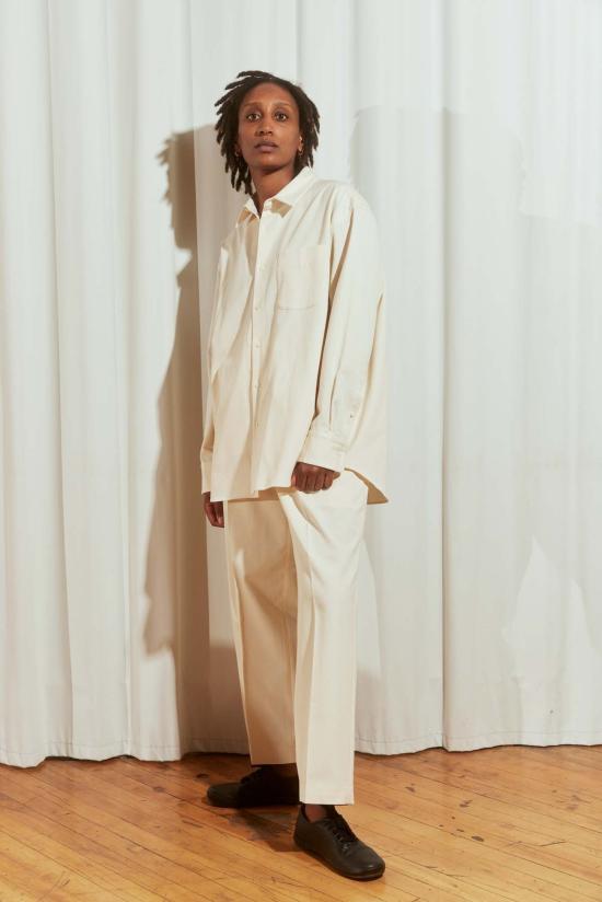  요코 사카모토 스트레이트 팬츠 사카모토 요코 더블 플리츠 팬츠 - YOKO SAKAMOTO