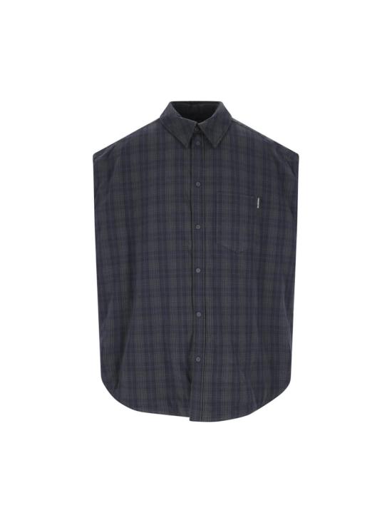  발렌시아가 셔츠 셔츠 (탈착식 소매 포함, 블루) - BALENCIAGA