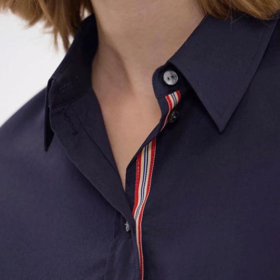  이네스 드 라 프레상쥬 블라우스 Ines De La Fressange 마틴 셔츠 네이비/화이트 - INES DE LA FRESSANGE