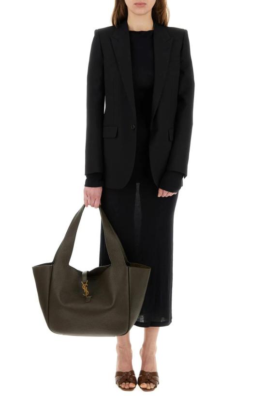  생로랑 롱 원피스 비스코스 블렌드 드레스 블랙 - SAINT LAURENT