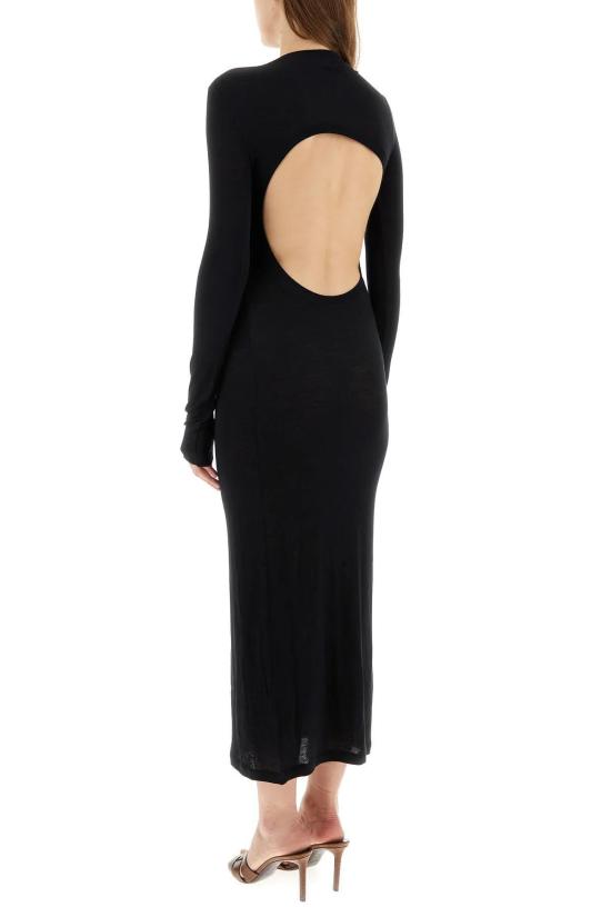  생로랑 롱 원피스 비스코스 블렌드 드레스 블랙 - SAINT LAURENT