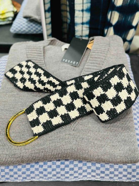  Yesaet 와이드 벨트 예사엣 체크 크로셰