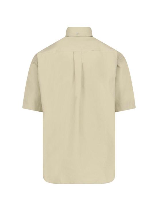  버버리 반팔 셔츠 로고 자수 반팔 포플린 셔츠 (녹색) - BURBERRY