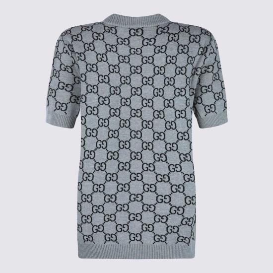  구찌 스웨터 그레이 앤 블랙 울 니트웨어 - GUCCI