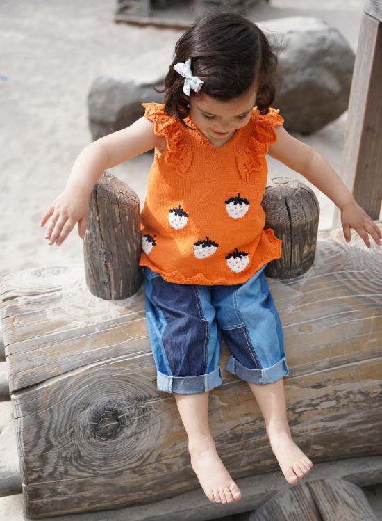  [키즈] 지지 니트웨어 풀오버 Gigi 니트웨어 스트로베리 코튼 탑 미니 - GIGI KNITWEAR