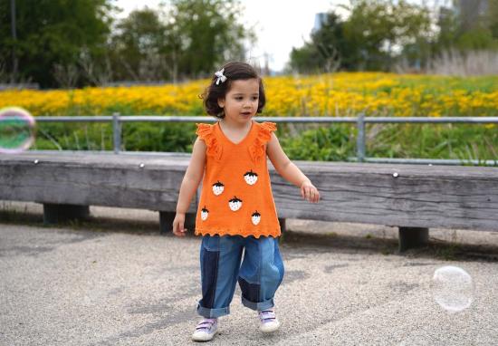  [키즈] 지지 니트웨어 풀오버 Gigi 니트웨어 스트로베리 코튼 탑 미니 - GIGI KNITWEAR