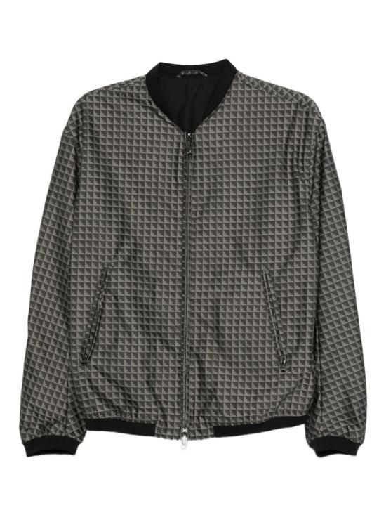  엠포리오 아르마니 봄버 자켓 올오버 로고 봄버 재킷 블랙