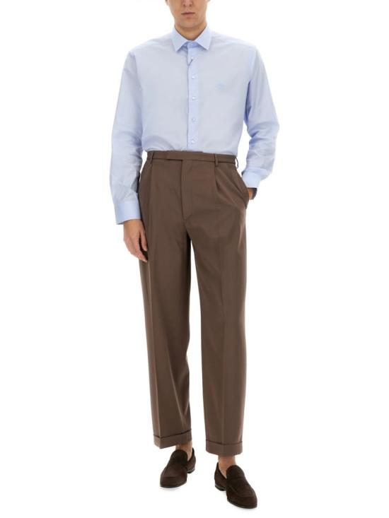  에트로 긴팔 셔츠 로고 , 아주르 색상 - ETRO