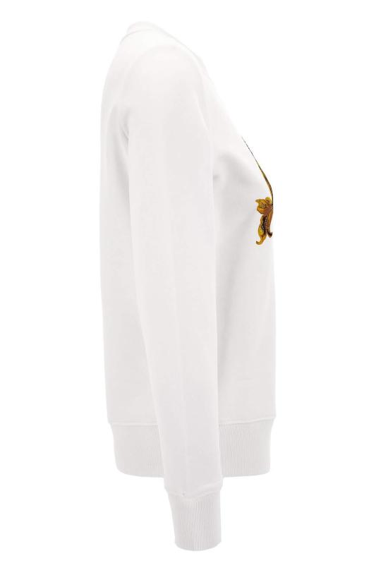  베르사체 스웨터 진 쿠튀르 크루넥 스웨트셔츠 골드 로고 화이트 - VERSACE