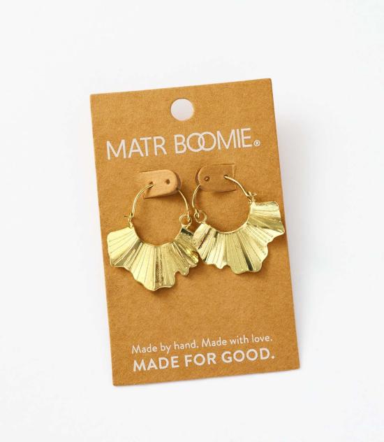  마트르 부미 이어링 사유리 은행잎 후프 귀걸이 골드 - MATR BOOMIE