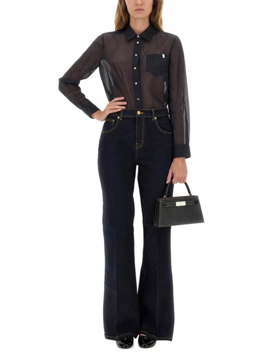  토리버치 블라우스 스트라이프 코튼 셔츠 블루 - TORY BURCH