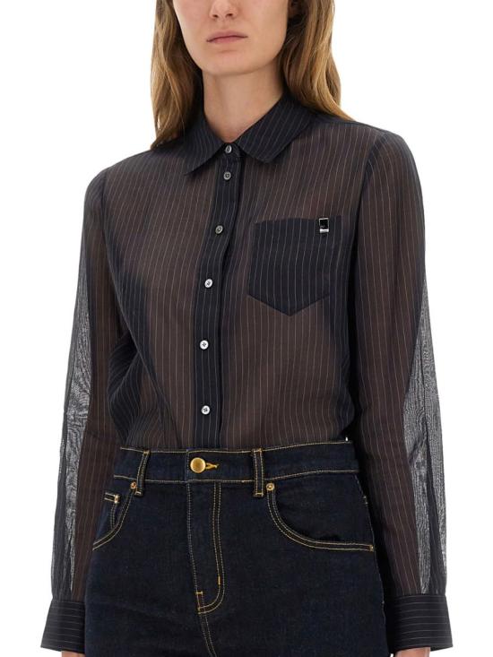  토리버치 블라우스 스트라이프 코튼 셔츠 블루 - TORY BURCH