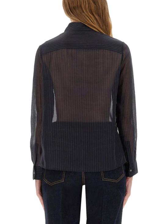  토리버치 블라우스 스트라이프 코튼 셔츠 블루 - TORY BURCH