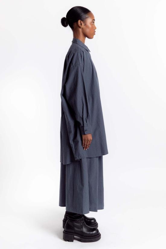  리타 롱 스커트 로우 포투스 스커트 블루 체크 - RITA