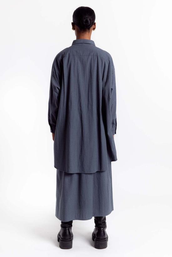  리타 롱 스커트 로우 포투스 스커트 블루 체크 - RITA