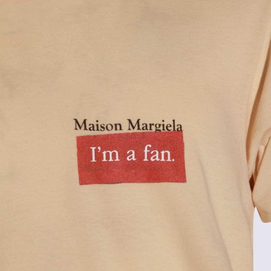  마르지엘라 반팔 티셔츠 메종  내추럴 코튼 티셔츠 베이지 - MAISON MARGIELA