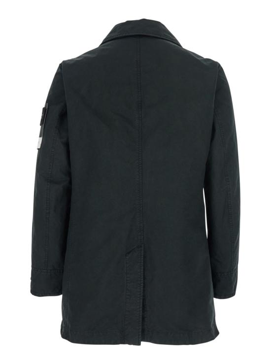  스톤 아일랜드 자켓 블랙 재킷 (노치드 리버스, 테크 패브릭 소재) 블랙 - STONE ISLAND