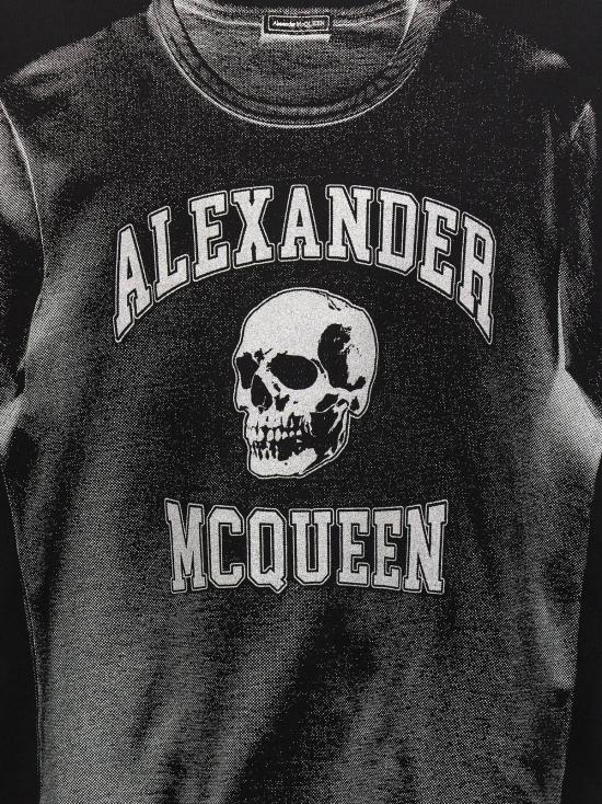  알렉산더 맥퀸 반팔 티셔츠 로고 프린트 티셔츠 블랙 - ALEXANDER MCQUEEN