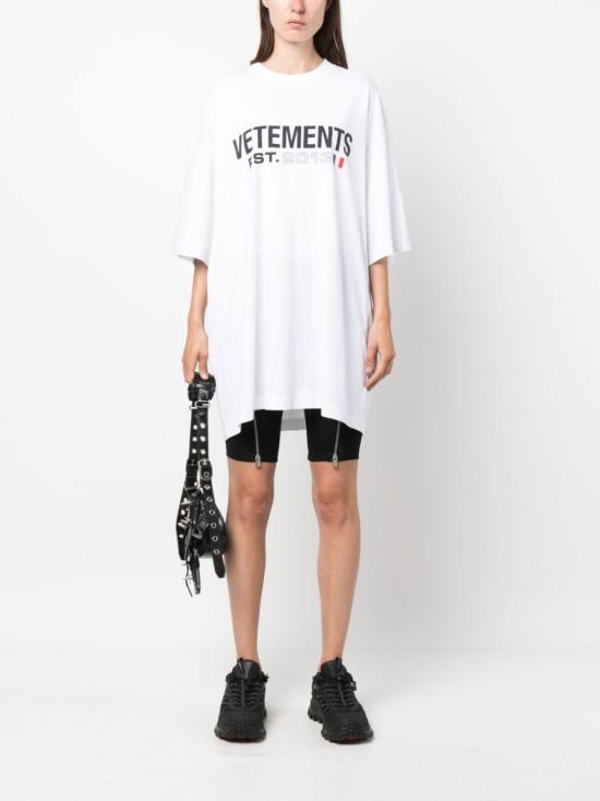  베트멍 반팔 티셔츠 로고 코튼 티셔츠 화이트 - VETEMENTS