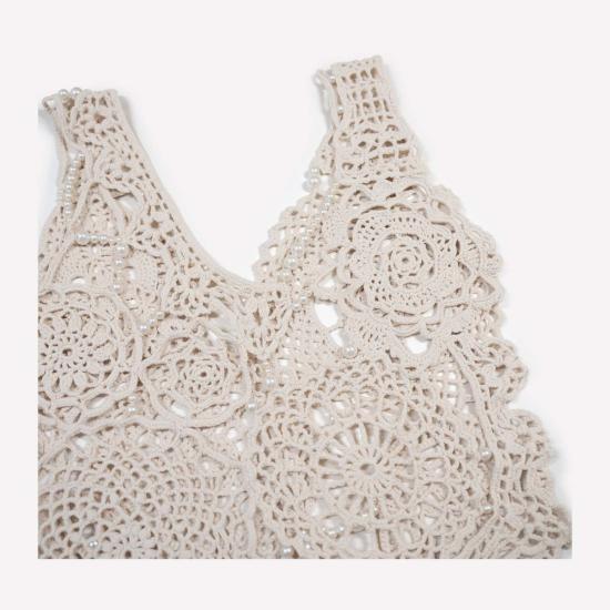  지지 니트웨어 민소매 티셔츠 세로 스트라이프 탱크탑 - GIGI KNITWEAR