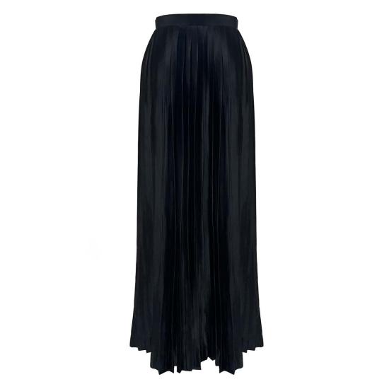  크리스텔 바라자 롱 스커트 나탈리 실크 플리츠 맥시 스커트